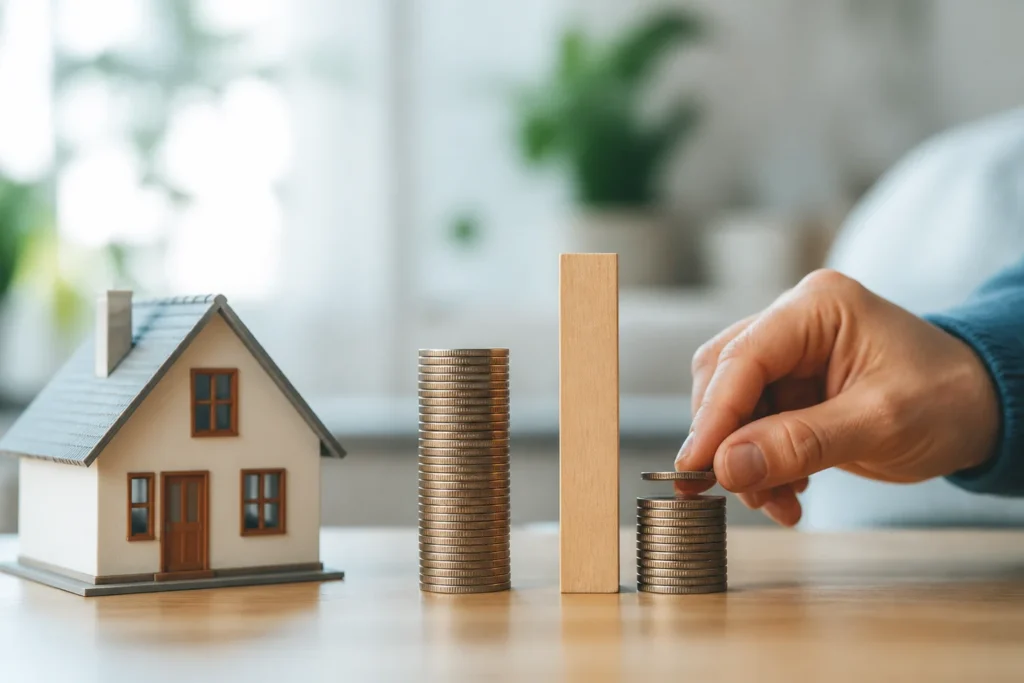 Model domu a různě vysoké zdroje pro vysvětlení ukazatele LTV