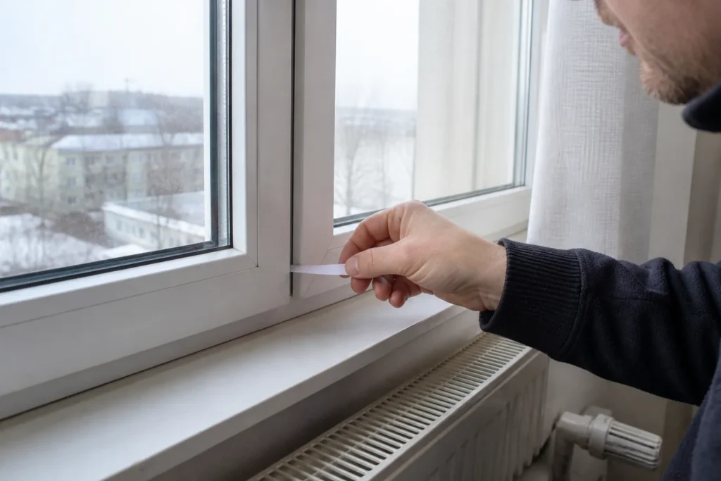 Papírový test těsnosti okenního křídla