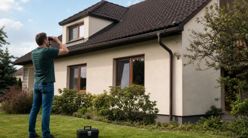 Bezpečná vizuální kontrola střechy a okapů ze země