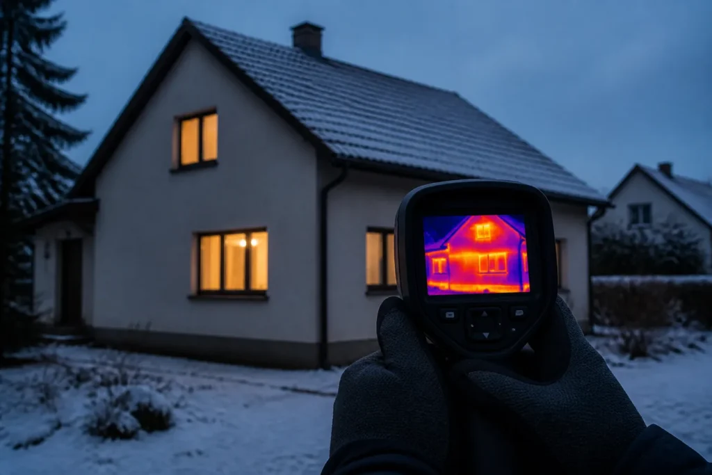Kontrola tepelné ztráty domu pomocí termokamery
