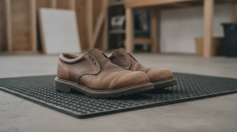 Pracovní obuv a protiúnavová podložka na tvrdé podlaze