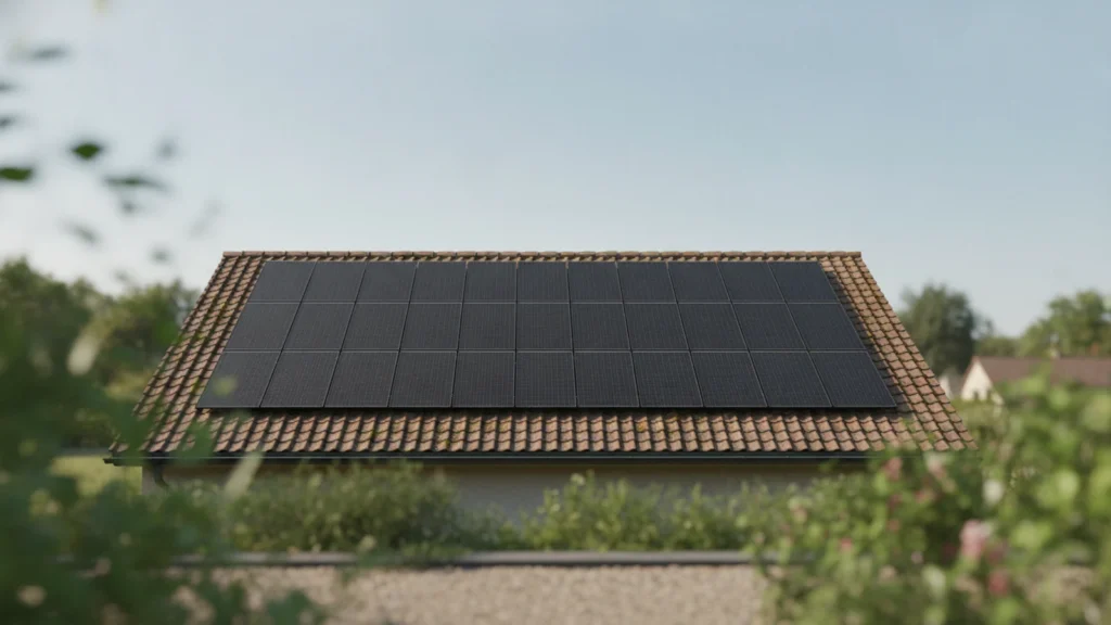 Fotovoltaické panely na střeše domu