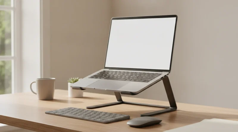 Notebook na podstavci s externí klávesnicí