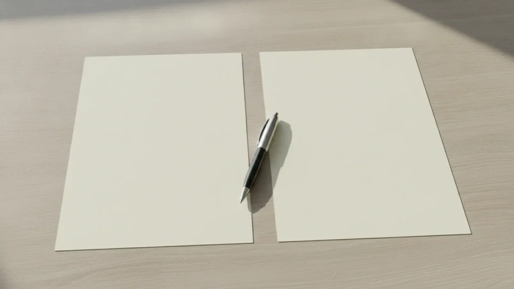 Dva prázdné listy vedle sebe na stole
