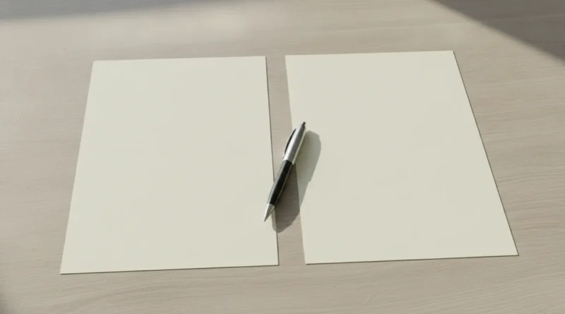 Dva prázdné listy vedle sebe na stole