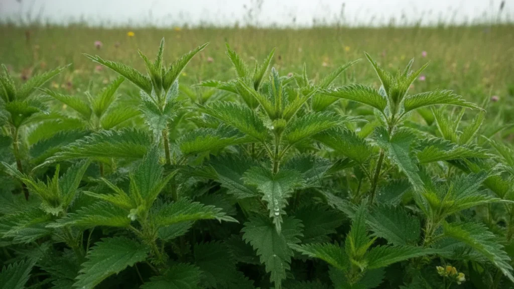 Porost kopřiv na okraji louky