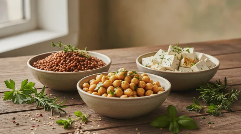Luštěniny a tofu připravené k vaření