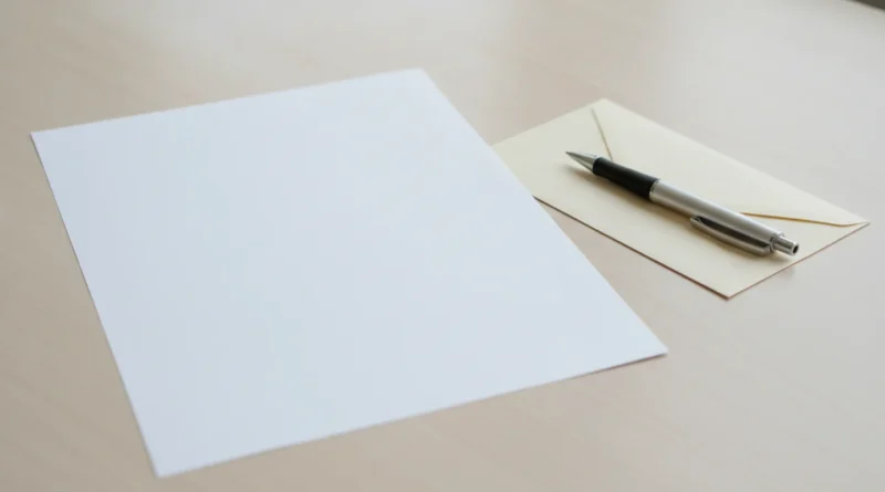 Prázdný list a pero připravené k sepsání podání